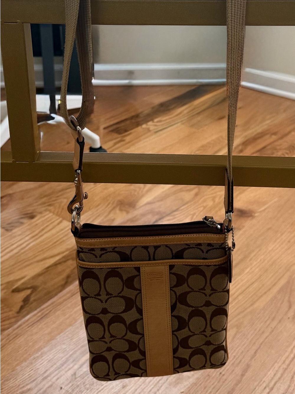 Coach Brown/Tan Signature Crossbody Bag